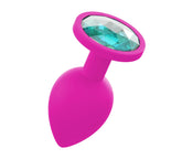 Love In Leather Silicone Butt Plug With Gem Pink Small Butt Plugs